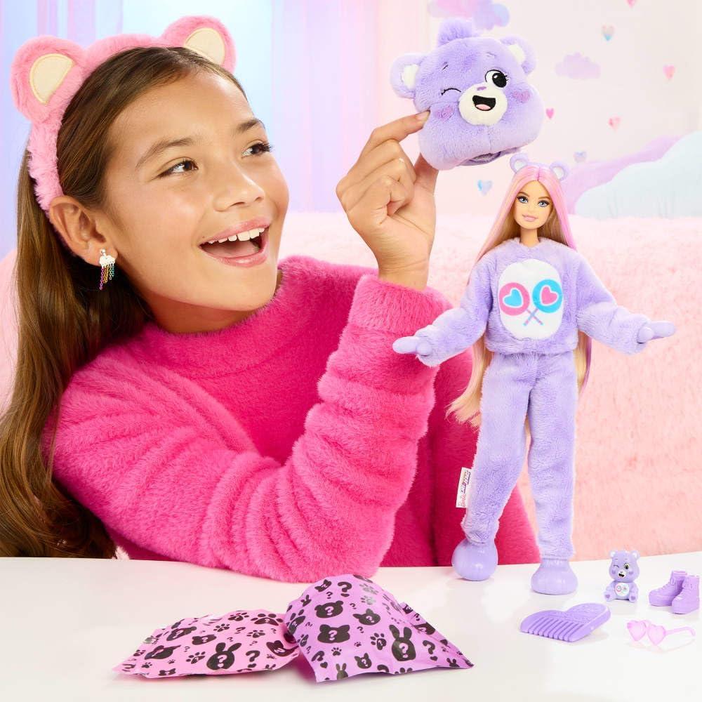 imageBarbie Cutie Reveal Care Bears Series Doll amp Accessories Set with Cheer Bear Plush Costume amp 10 Surprises Including Color Change amp Mini BearShare Bear
