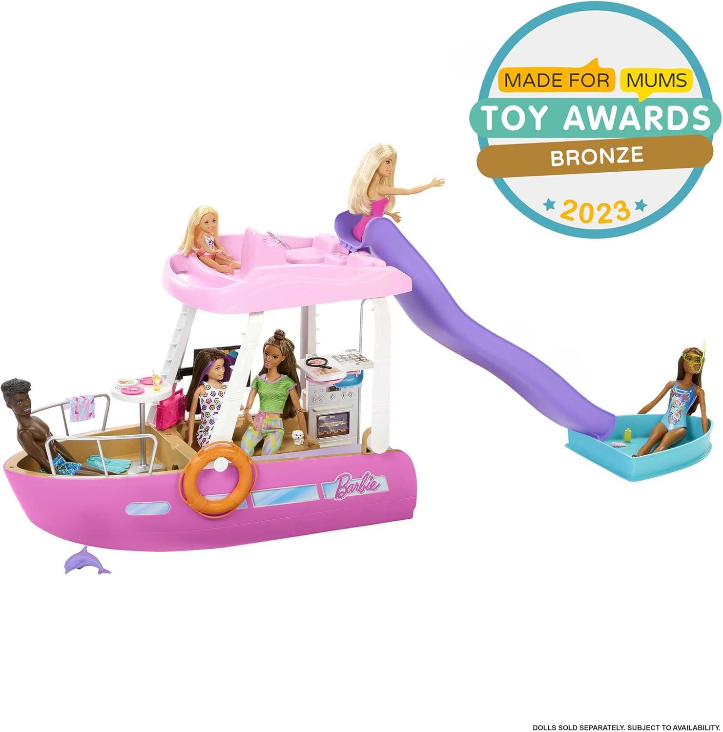 imageBarbie Dream Boat Playset with 20 OceanThemed Accessories Sized to Fashion Dolls Including Pool Slide amp DolphinModern