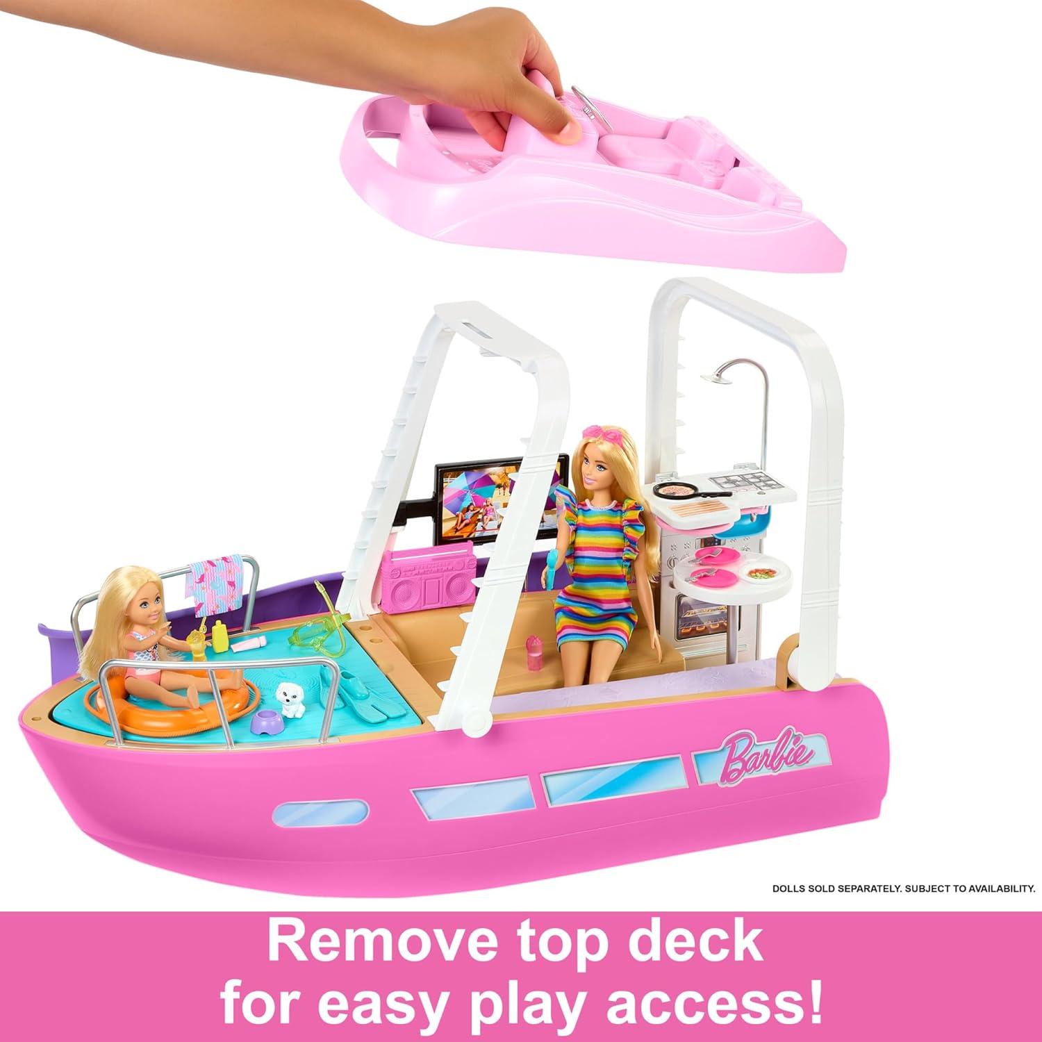imageBarbie Dream Boat Playset with 20 OceanThemed Accessories Sized to Fashion Dolls Including Pool Slide amp DolphinModern