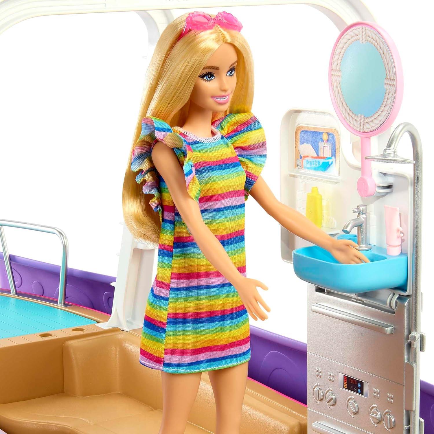 imageBarbie Dream Boat Playset with 20 OceanThemed Accessories Sized to Fashion Dolls Including Pool Slide amp DolphinModern