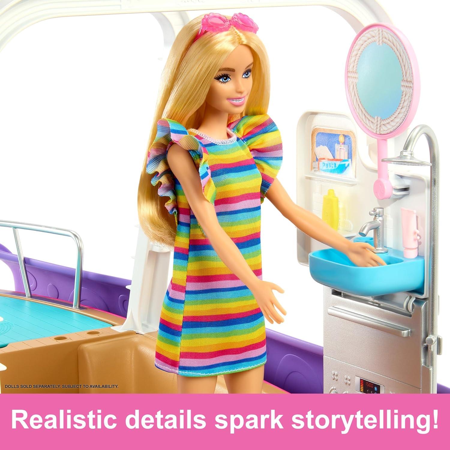 imageBarbie Dream Boat Playset with 20 OceanThemed Accessories Sized to Fashion Dolls Including Pool Slide amp DolphinModern