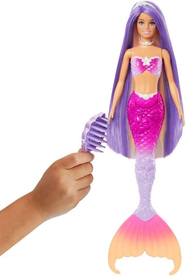imageBarbie Mermaid Doll Malibu with Pink Hair Styling Accessories Pet Dolphin and WaterActivated Color Change Feature Amazon ExclusiveMulticolor