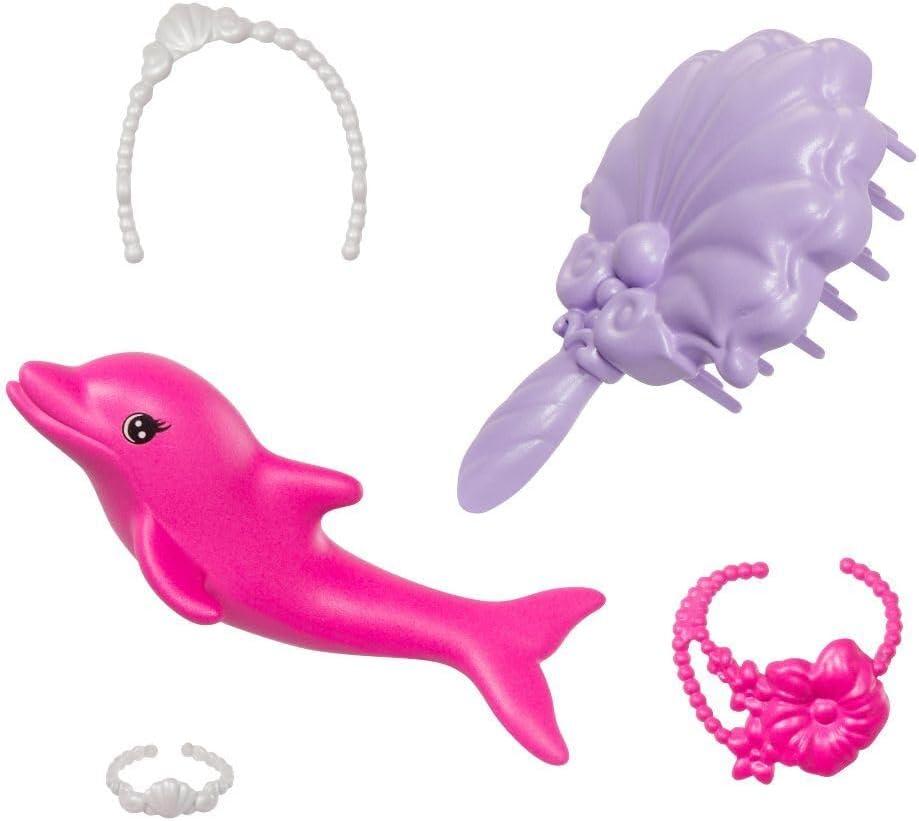 imageBarbie Mermaid Doll Malibu with Pink Hair Styling Accessories Pet Dolphin and WaterActivated Color Change Feature Amazon ExclusiveMulticolour