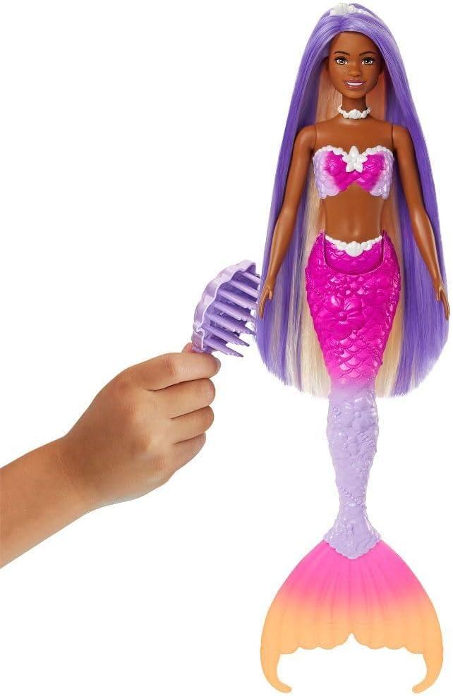 imageBarbie Mermaid Doll Malibu with Pink Hair Styling Accessories Pet Dolphin and WaterActivated Color Change Feature Amazon ExclusiveMulticolour