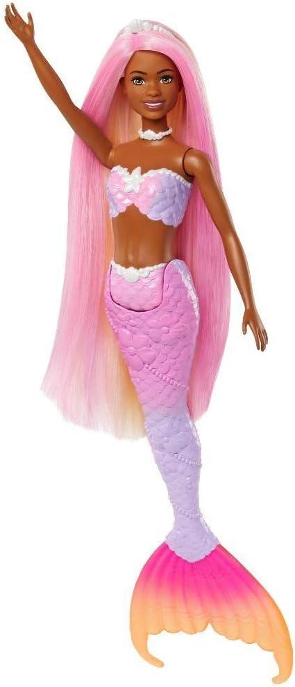 imageBarbie Mermaid Doll Malibu with Pink Hair Styling Accessories Pet Dolphin and WaterActivated Color Change Feature Amazon ExclusiveMulticolour