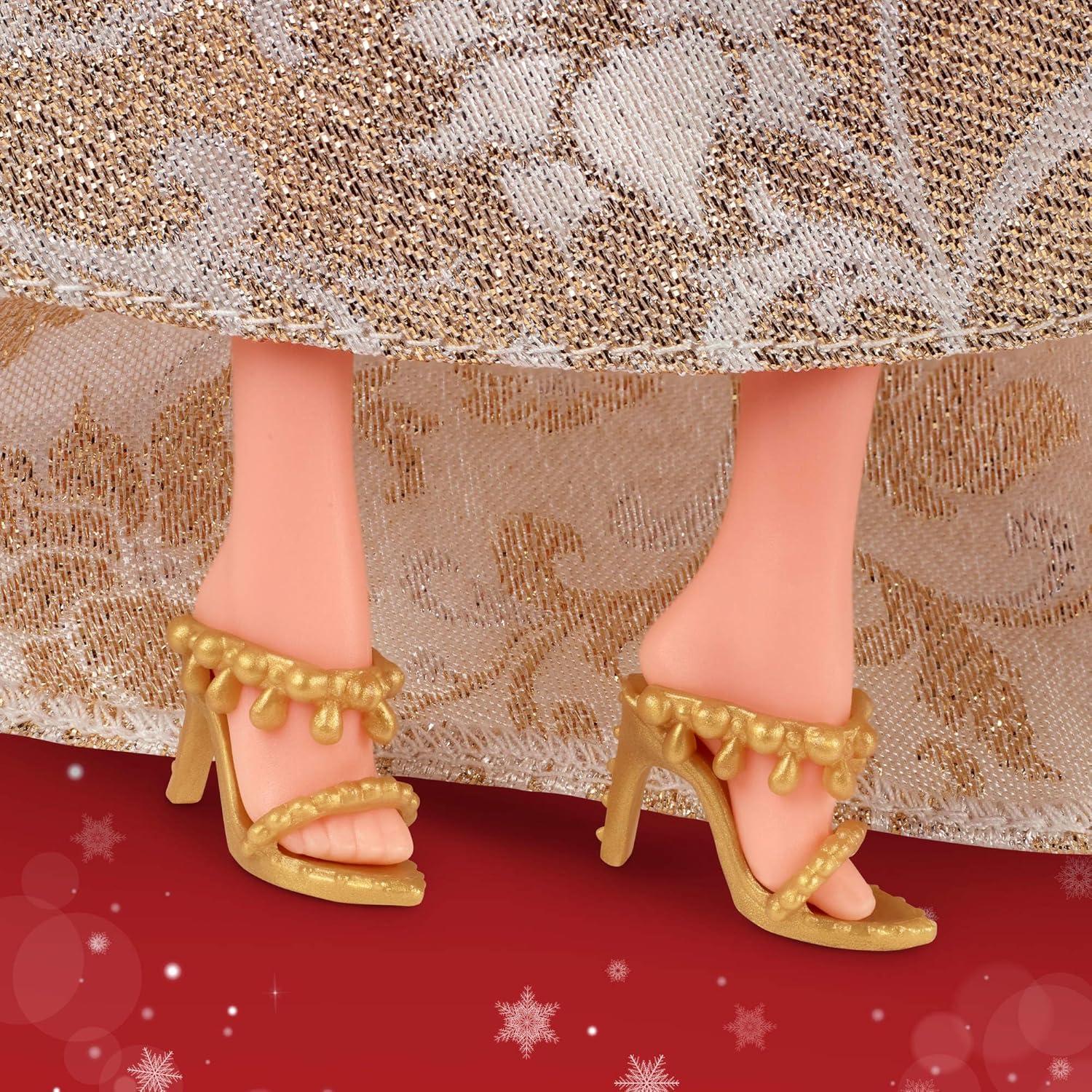 imageBarbie Signature 2025 Holiday Blonde Fashion Doll Wearing Silver amp Gold Gown Seasonal Collector in Displayable Packaging amp StandBlonde