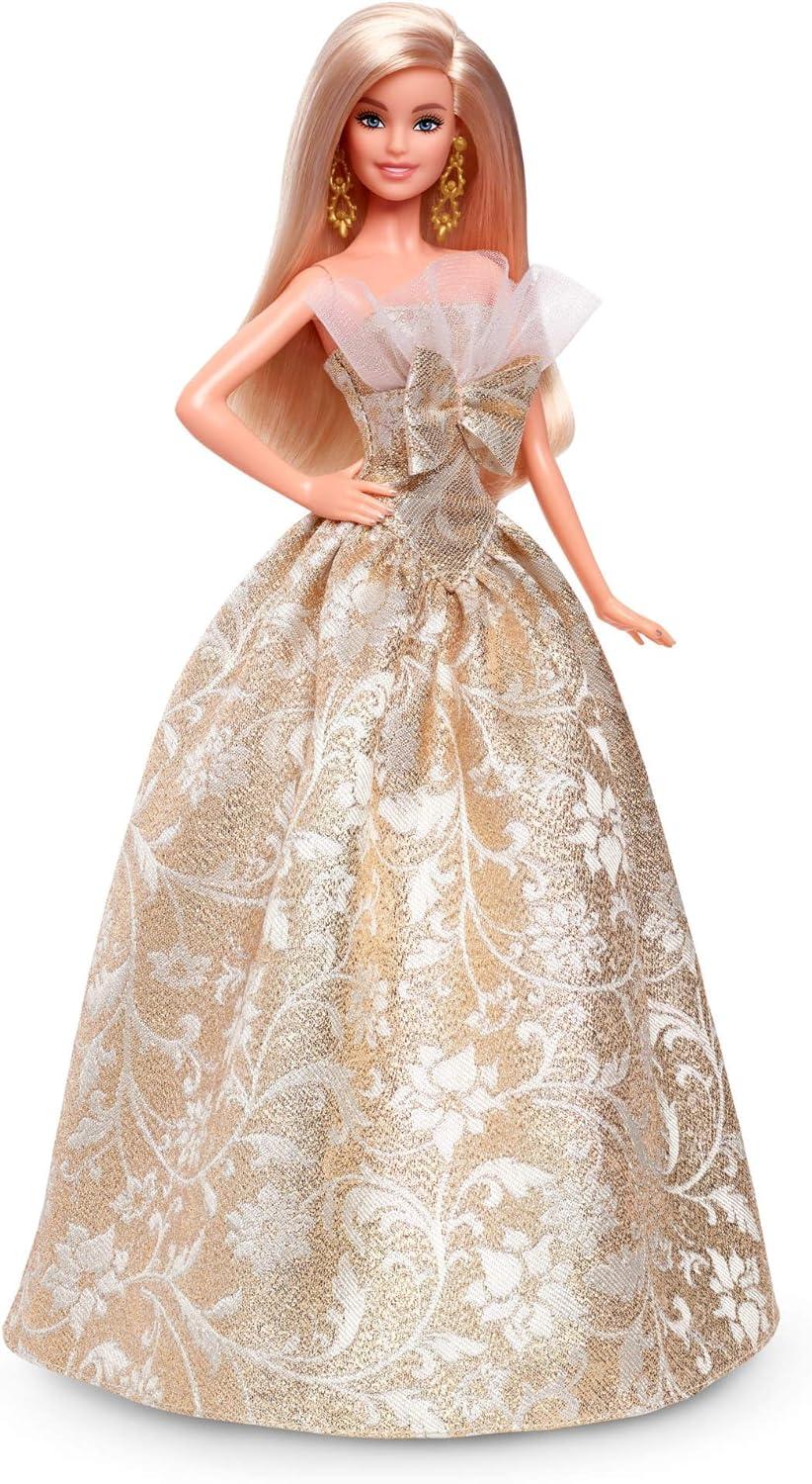 imageBarbie Signature 2025 Holiday Blonde Fashion Doll Wearing Silver amp Gold Gown Seasonal Collector in Displayable Packaging amp StandBlonde