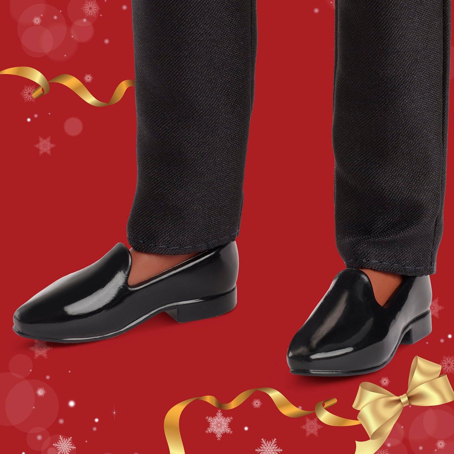 imageBarbie Signature 2025 Holiday Dark Brown Hair Ken Collectible Fashion Doll Wearing Full Suit with Golden Jacket in Displayable Packaging amp Doll Stand