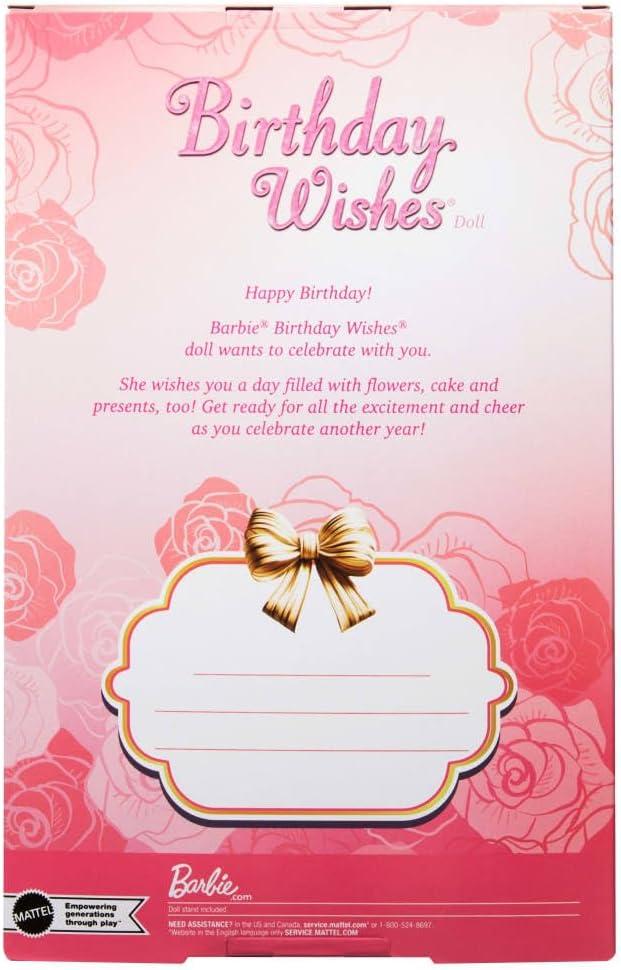 imageBarbie Signature Birthday Wishes Doll Collectible Fashion Doll in Satiny Pink Dress with Wavy Brown Hair and Giftable Packaging