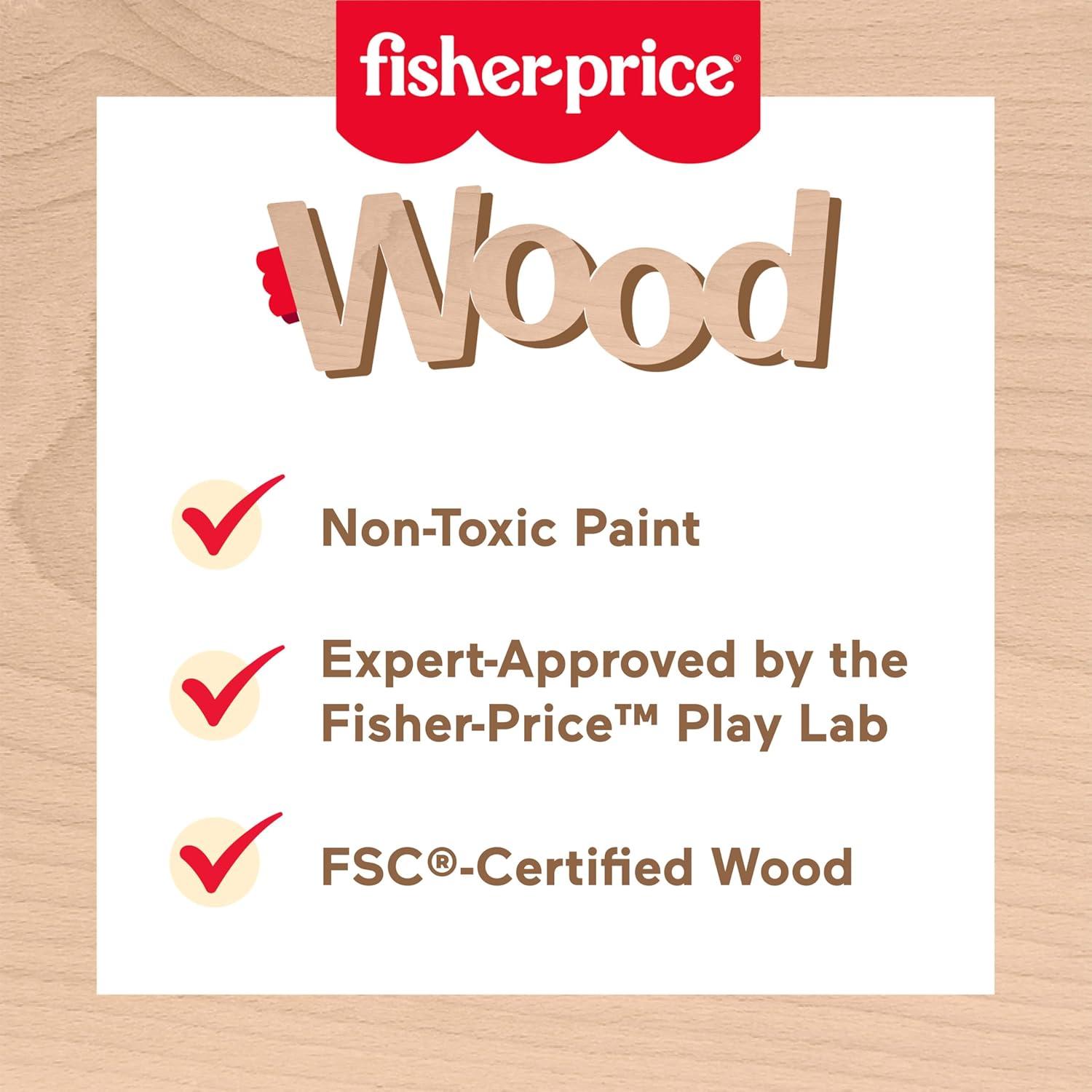 imageFisherPrice Wood Preschool Toy Mandala Puzzle with Geometric Design 41 Wooden Pieces for Kids Ages 3 Years