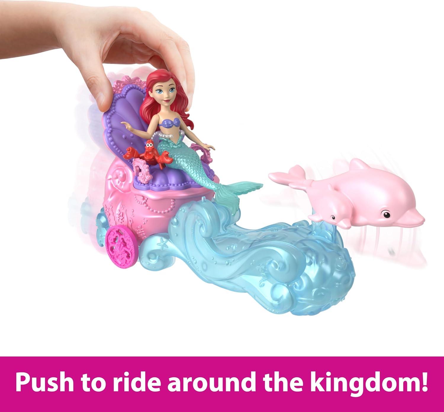 imageMattel Disney Princess Ariel Mermaid Small Doll amp Rolling Chariot Vehicle with 1 Friend Figure Inspired by Mattel Disney MovieStandard Packaging