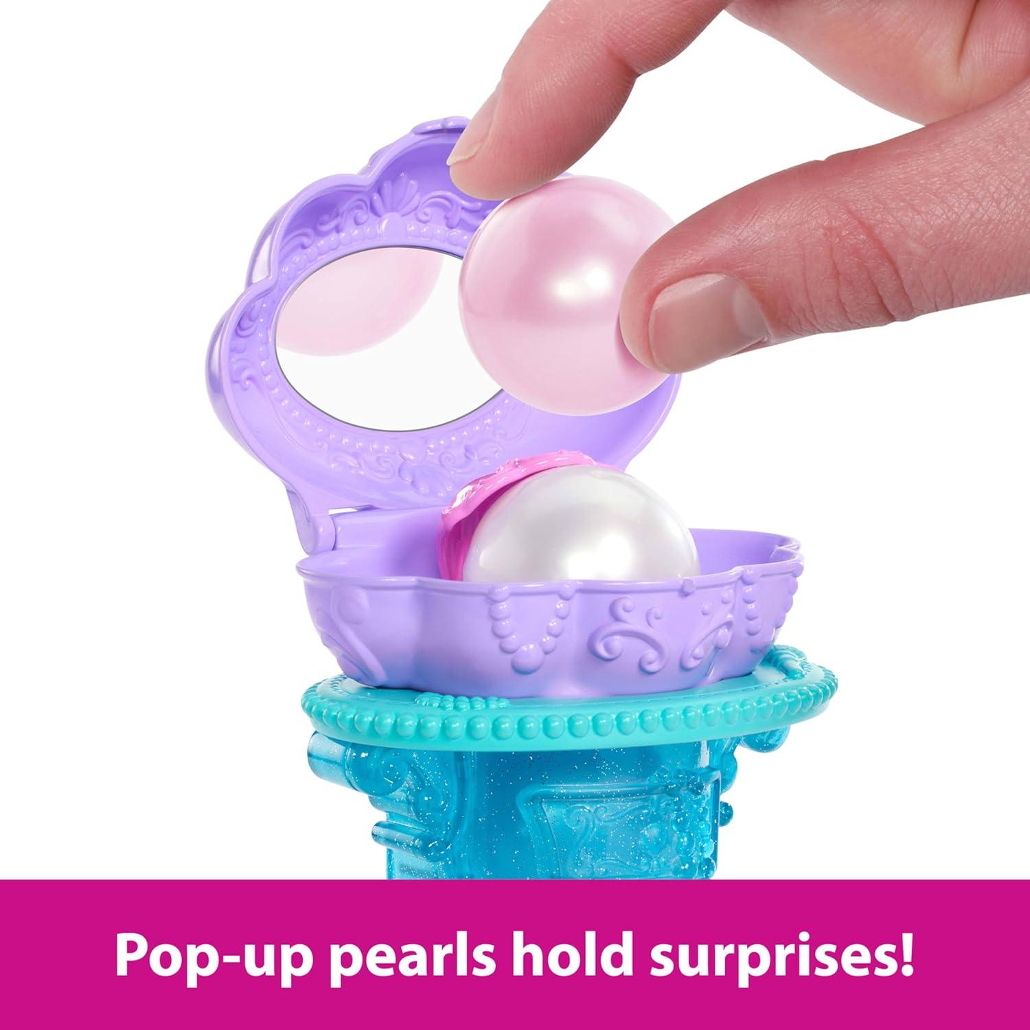 imageMattel Disney Princess Toys Ariel Vanity Pop Mermaid Fashion Doll with Removable Tail amp Vanity with 5 Repeatable PopUp Surprises amp 5 Accessories