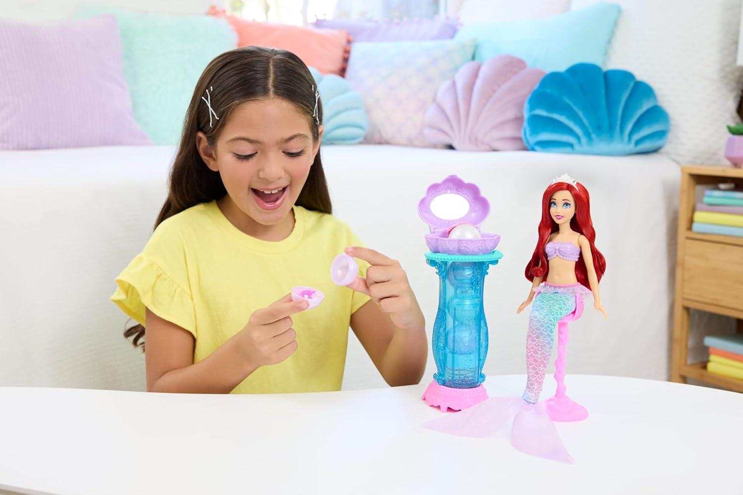 imageMattel Disney Princess Toys Ariel Vanity Pop Mermaid Fashion Doll with Removable Tail amp Vanity with 5 Repeatable PopUp Surprises amp 5 Accessories