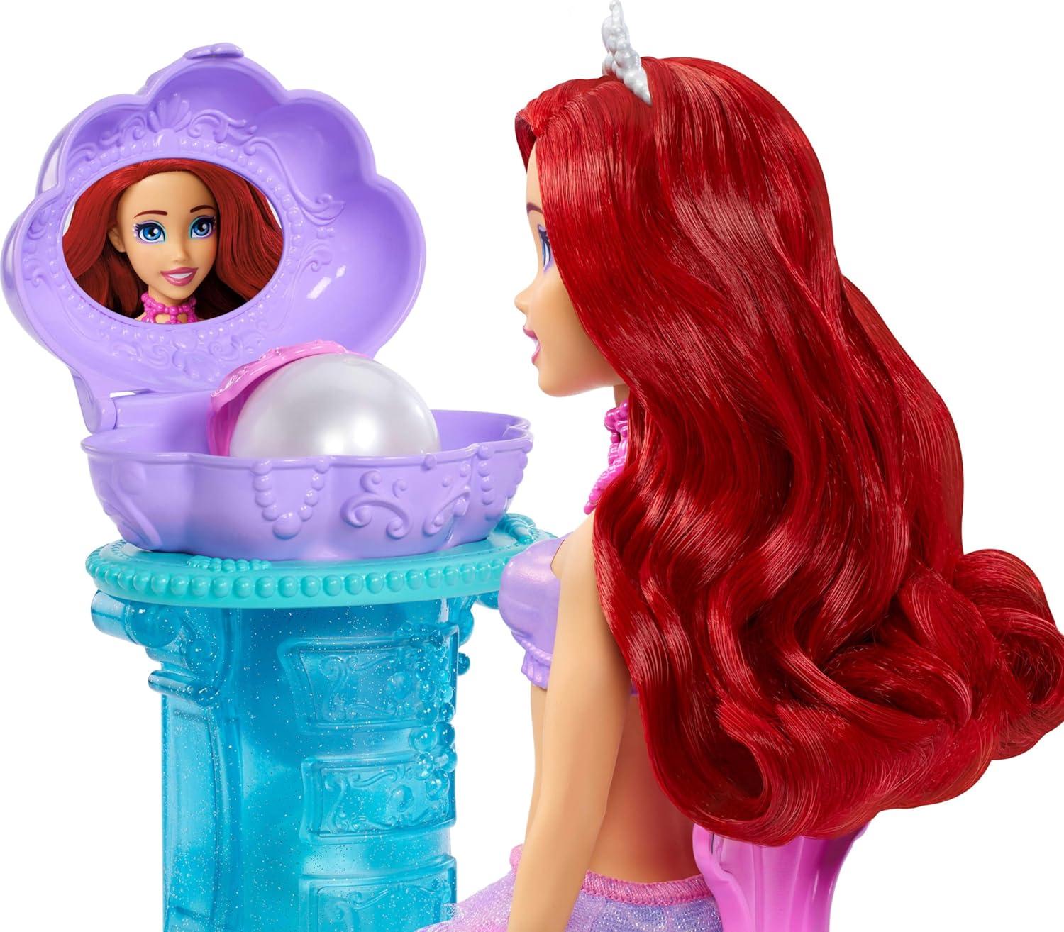 imageMattel Disney Princess Toys Ariel Vanity Pop Mermaid Fashion Doll with Removable Tail amp Vanity with 5 Repeatable PopUp Surprises amp 5 Accessories