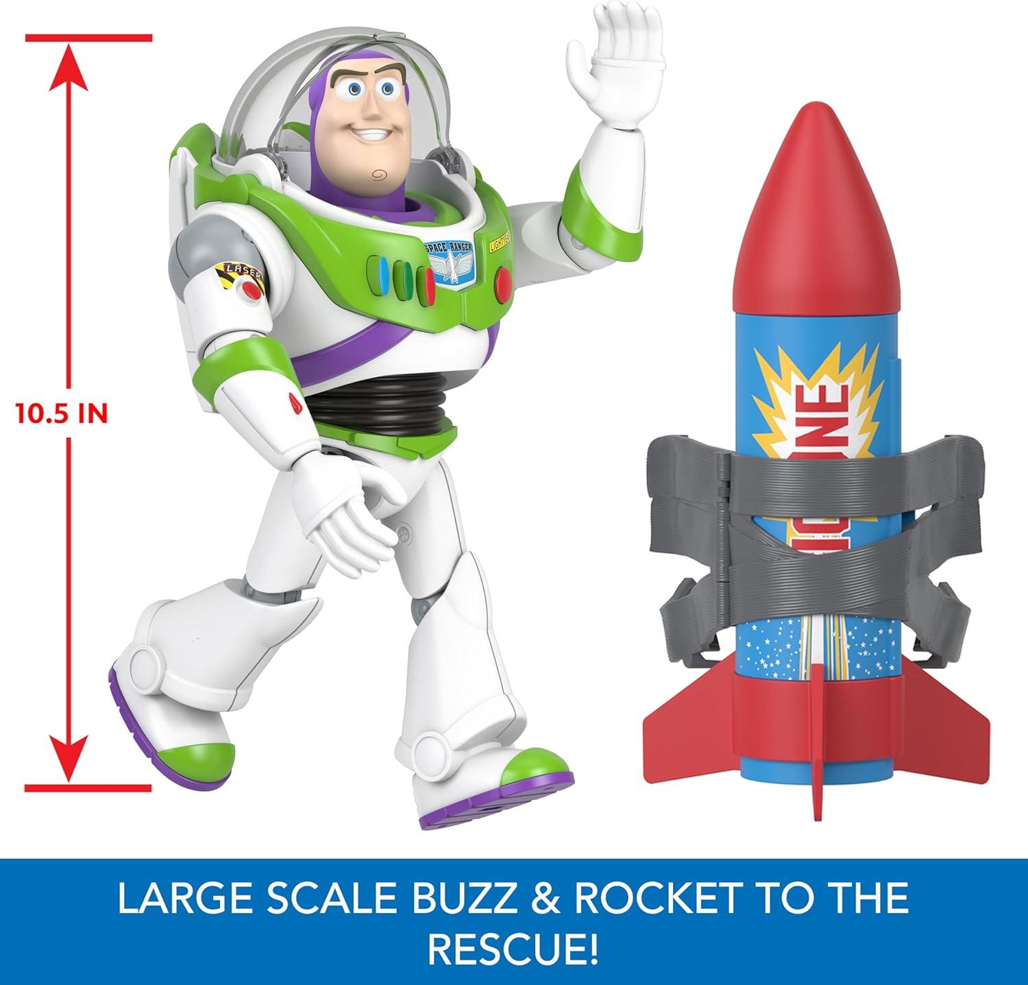 imageMattel Disney and Pixar Toy Story Talking Action Figure Rocket Rescue Buzz Lightyear with 20 Sounds amp Phrases amp Moving Helmet Visor 12inch Scale