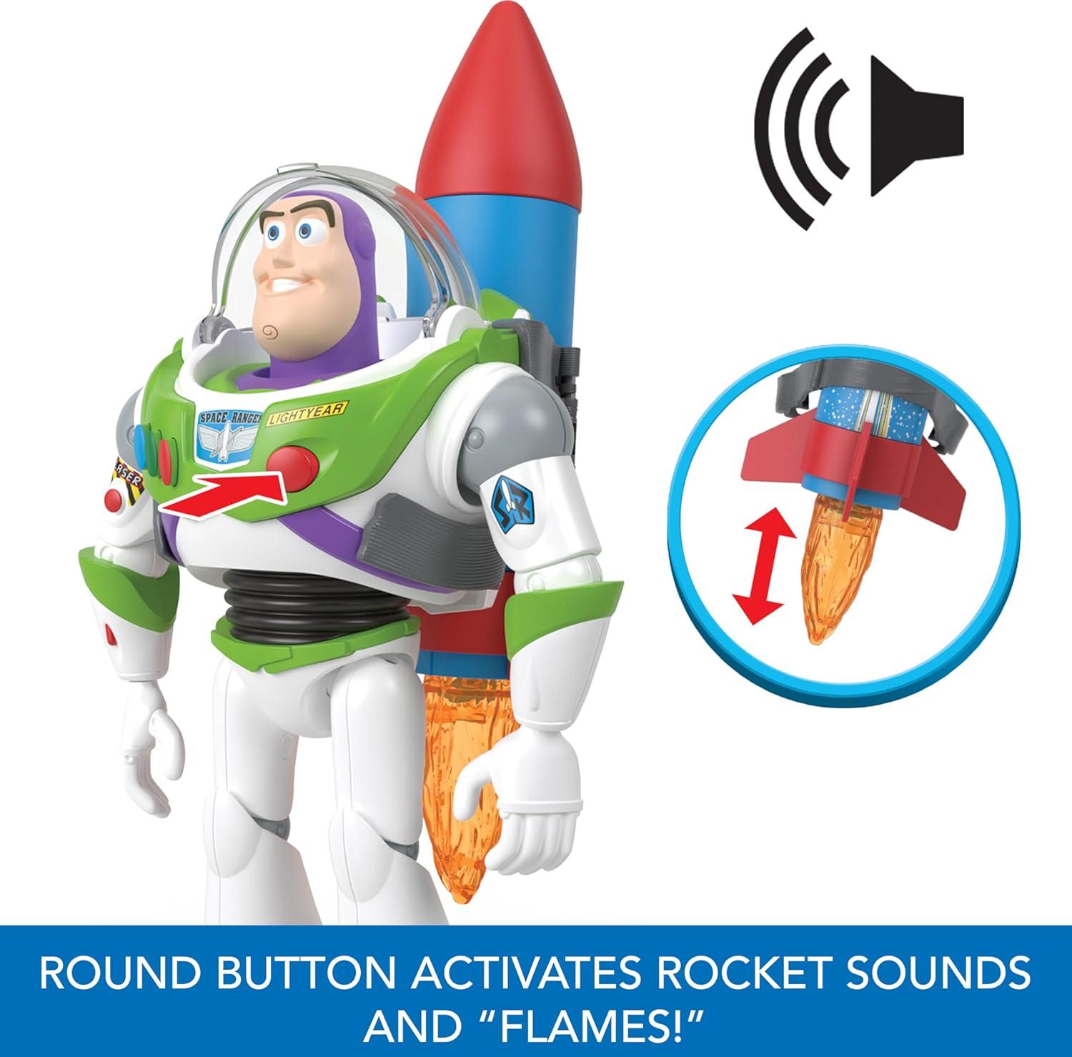 imageMattel Disney and Pixar Toy Story Talking Action Figure Rocket Rescue Buzz Lightyear with 20 Sounds amp Phrases amp Moving Helmet Visor 12inch Scale