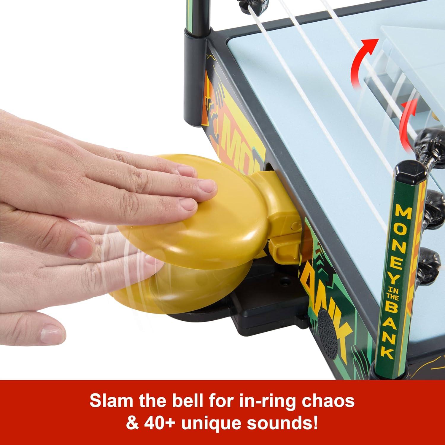 imageMattel WWE Money in The Bank Cashin Ring Playset with 2 Play Modes amp 40 Sounds amp Phrases Includes Launcher Crane Ladders amp Briefcase 13Inch x 20InchPlayset