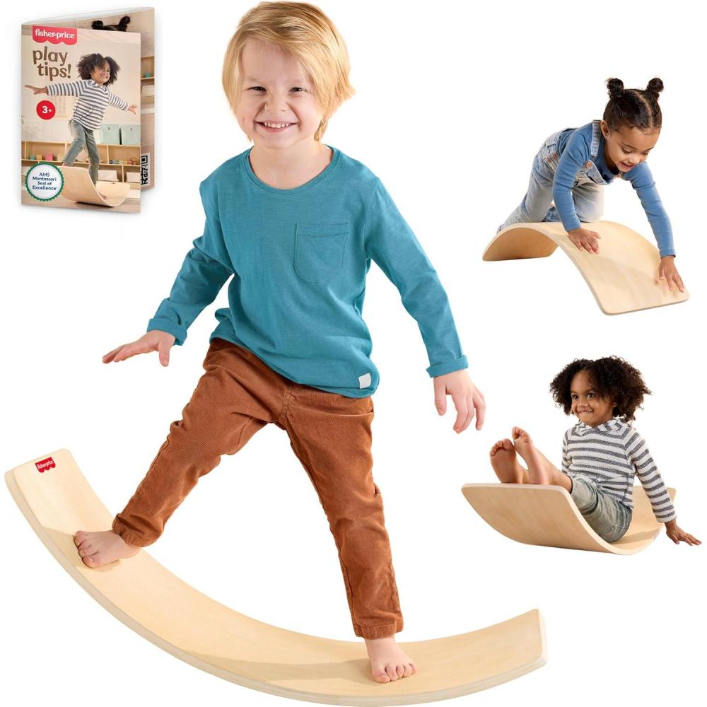 imageFisherPrice Wood Montessori Toy Rockin Balance Board American Montessori Society Seal of Excellence 317Inch Wooden Motor Skills Learning Activity for Kids Ages 3 YearsAmazon Exclusive