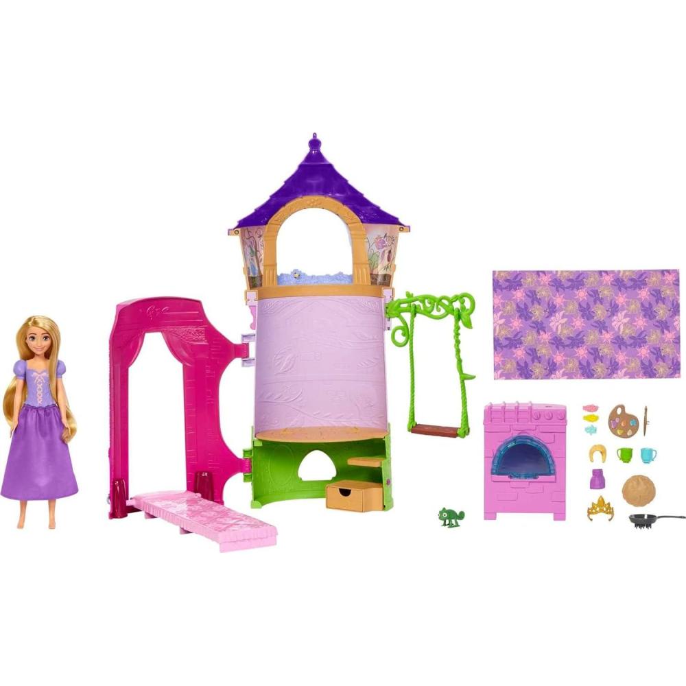 imageMattel Disney Princess Rapunzel Tower Doll House Playset with Rapunzel Fashion Doll 6 Play Areas 15 Accessories and PascalRapunzel Doll and Tower Playset