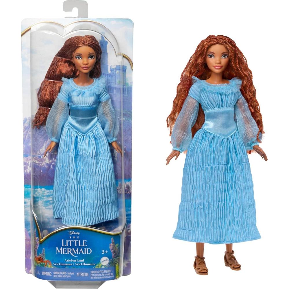 imageMattel Disney The Little Mermaid Ariel Fashion Doll on Land Wearing Signature Blue Dress Inspired by the Movie