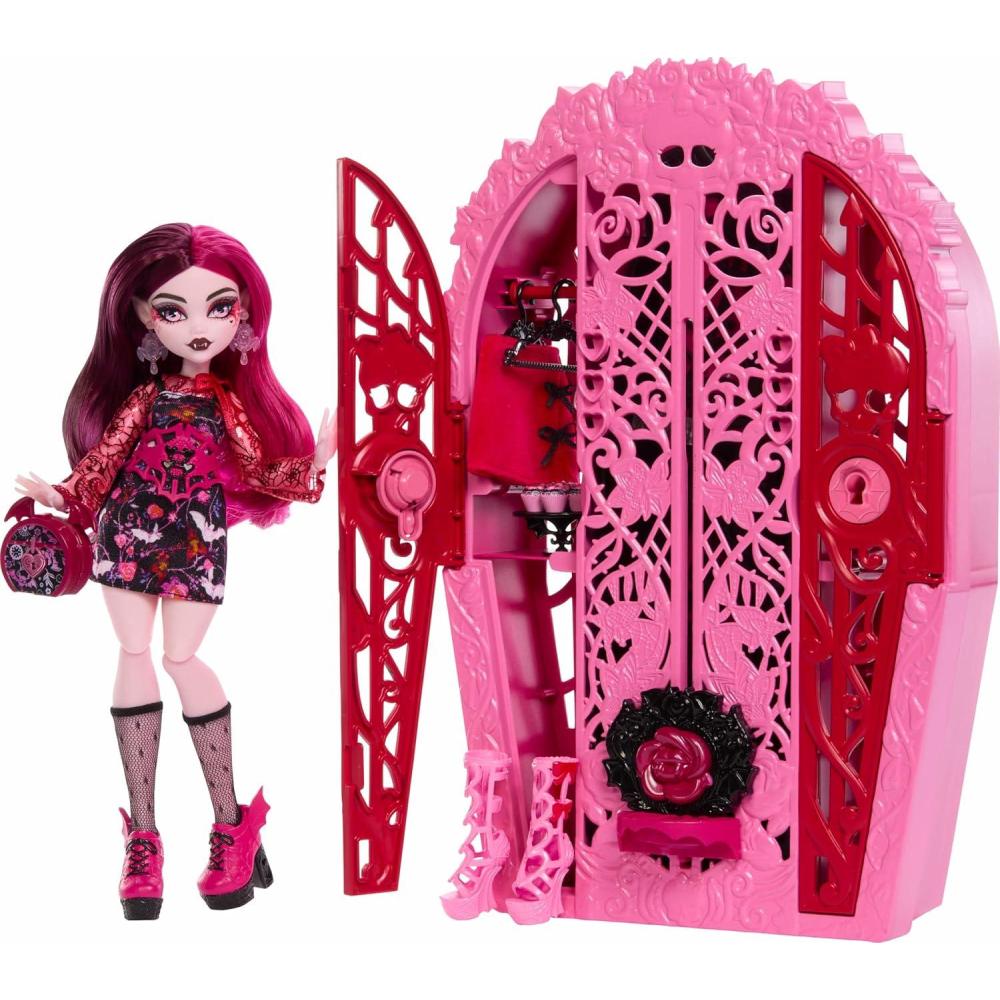 imageMonster High Skulltimate Secrets Doll amp Accessories Set Garden Mysteries Draculaura with Reveal Closet amp 19 Tea Party Surprises Like Clothes