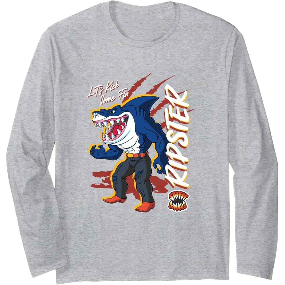 imageStreet Sharks  Ripster Lets Kick Some Fin Long Sleeve TShirtHeather Grey