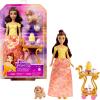 imageMattel Disney Princess Belle Tea Time Fashion Doll amp Playset with Tea Cart 3 Character Friends and Food Accessories