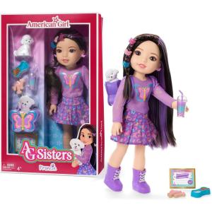 American Girl, AG Sisters Francie Doll, with Brown Eyes, Long Dark-Brown Hair with Purple Highlights, 14.5″, Ages 4+