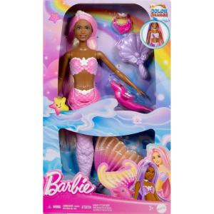 Barbie Mermaid Doll, “Malibu” with Pink Hair, Styling Accessories, Pet Dolphin and Water-Activated Color Change Feature (Amazon Exclusive)(Multicolour)