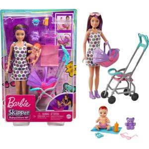 Barbie Skipper Babysitters, Inc. Playset with Skipper Babysitter Doll (Brunette), Stroller, Baby Doll & 5 Accessories, Toy for 3 Year Olds & Up(Brunette)