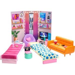 Barbie Toy Playset, Big City, Big Dreams Dorm Room Furniture & Accessories with 2 Beds, Couch, Bean Bag Chair & More