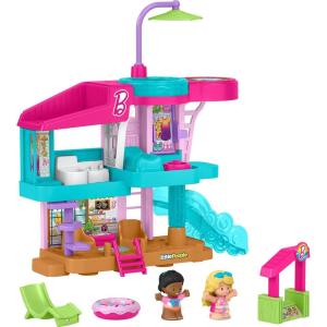 Fisher-Price Little People Toddler Toy Barbie Beach House Playset, Figures and Accessories for Preschool Pretend Play Kids Ages 18+ Months