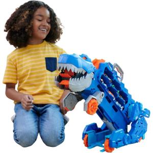 Hot Wheels City Toy Car Track Set, Ultimate T-Rex Transporter, Hauler Transforms into Stomping Dino with Race Track, from Netflix Series “Let’s Race”(Hauler)
