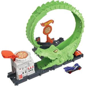 Hot Wheels City Wreck & Ride Gorilla Attack with 1 Car, Connects to Other Sets, Gas Station-Themed Set, Gift for Kids 4 to 8 Years Old(Adjustable)