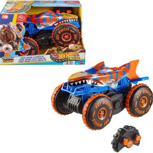 Hot Wheels Monster Trucks Remote Control Toy Vehicle, Large-Scale RC Tiger Shark Climber with 3 Modes of Play for Racing, Climbing & Stunting(Tiger Shark)