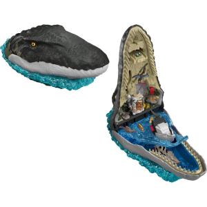 Jurassic World Mattel Jurassic World Rebirth Deluxe Mosasaurus Playset with 7 Interactive Features, 7 Sound Effects & 6 Micro Figures, Folds Up to Carry & Store