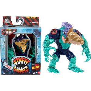 Mattel Street Sharks Action Figure with Bite & Head Butt Motion, Jab Collectible Toy Inspired by 90s TV Half-Man Half-Shark Hero, 6-Inch(Slash)