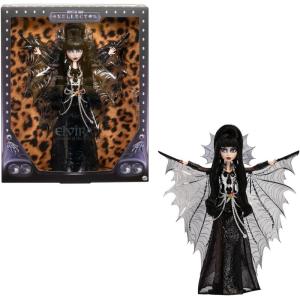 Monster High Doll, Elvira, Mistress of The Dark Collectible in Black Faux Leather Dress with Silvery Batwing Cape and Premium Accessories (Amazon Exclusive)
