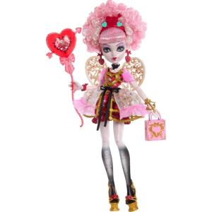 Monster High Scary Sweet Birthday Doll, Draculaura in Pink Party Dress with Themed Accessories Like Invite, Balloon, Gift, Fan and More(Cupid Asteria)