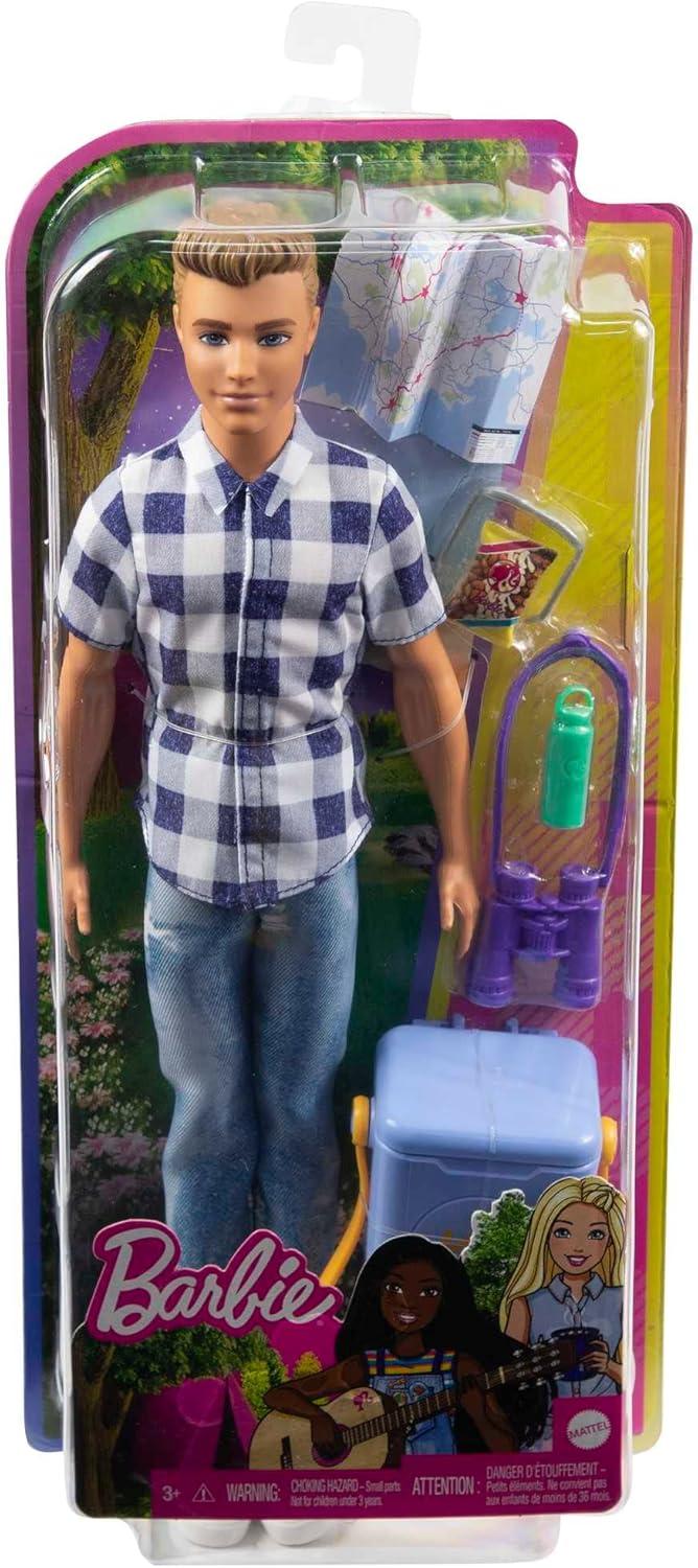 imageBarbie It Takes Two Camping Set with Blonde Ken Doll in Plaid Shirt amp Accessories Including Cooler Map amp More