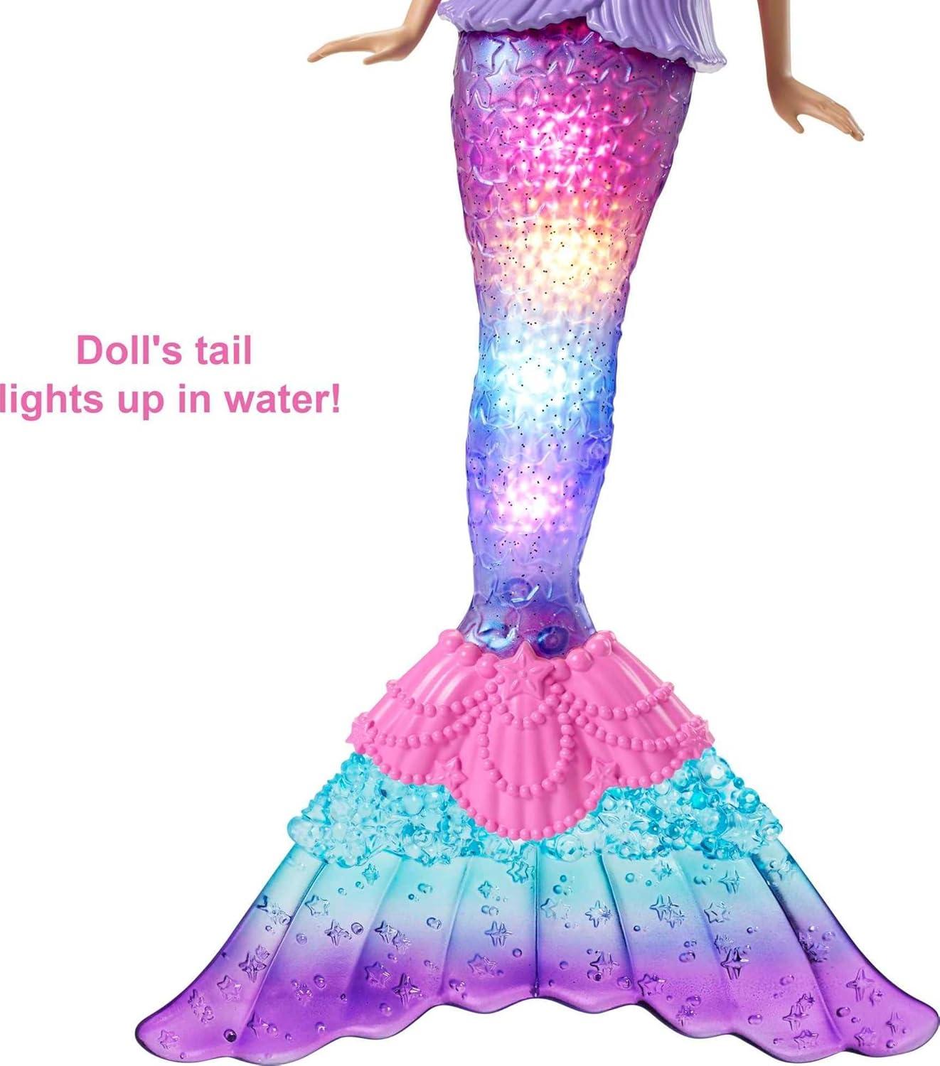 imageBarbie Mermaid Doll with WaterActivated Twinkle LightUp Tail Barbie Dreamtopia Mermaid Toys PinkStreaked Hair