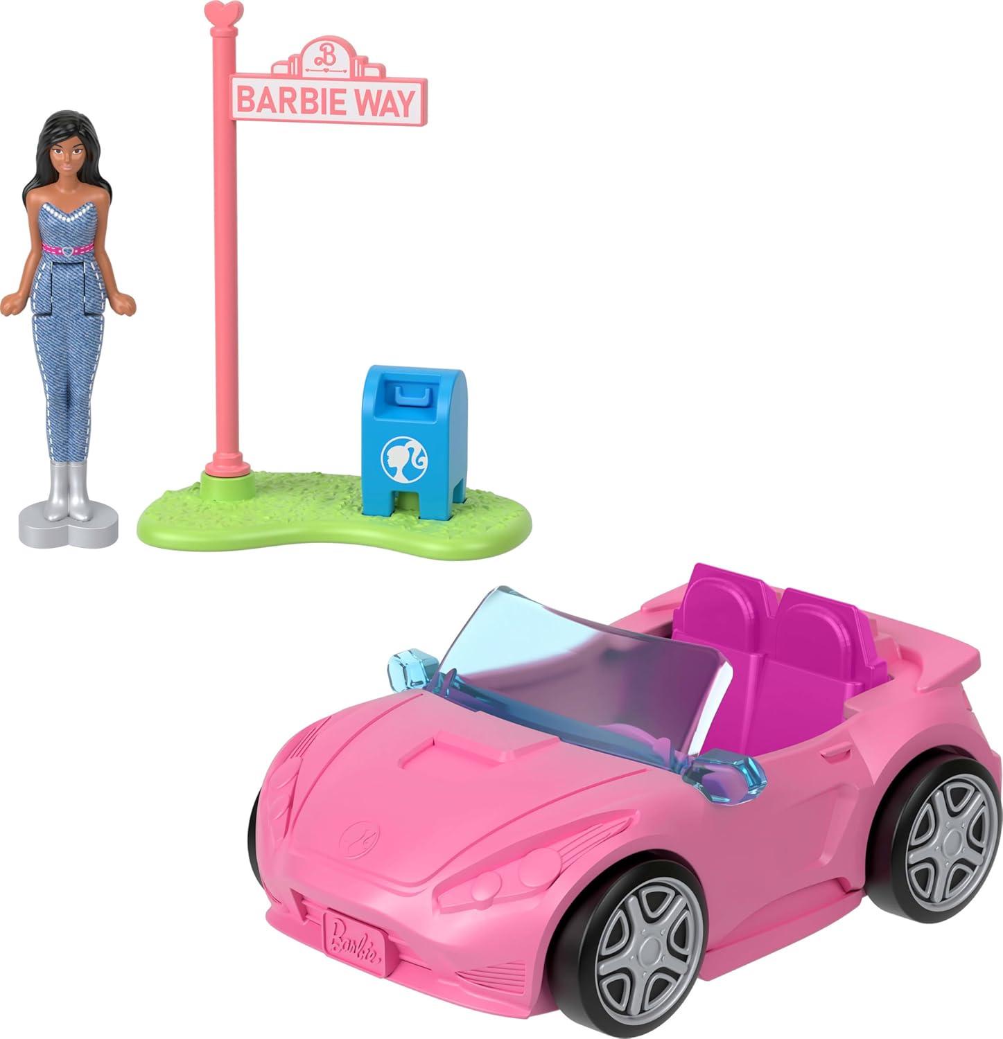 imageBarbie Mini BarbieLand MultiPack Doll amp Toy Vehicle Set with 4 Dolls 15inches Tall amp 4 Iconic Vehicles with ColorChange SurpriseDolls Golf 4 Vehicles