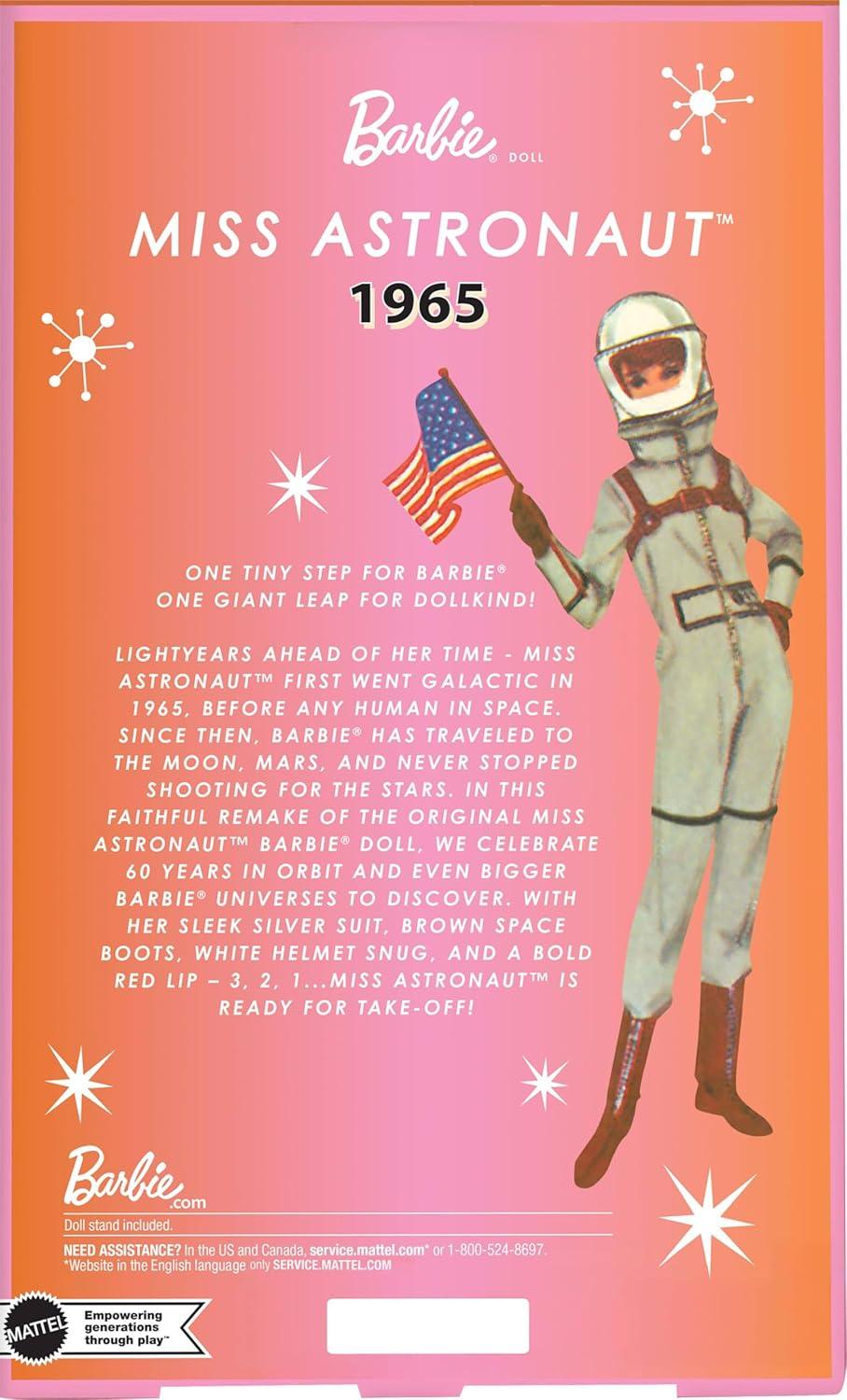 imageBarbie Miss Astronaut Doll Collectible with Silver Suit Space Boots amp Helmet Accessory 1965 Vintage Repro Amazon Exclusive