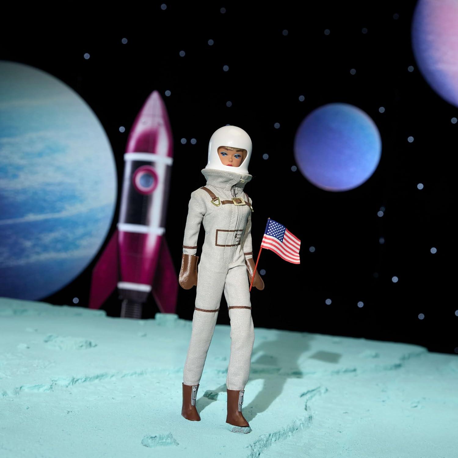 imageBarbie Miss Astronaut Doll Collectible with Silver Suit Space Boots amp Helmet Accessory 1965 Vintage Repro Amazon Exclusive