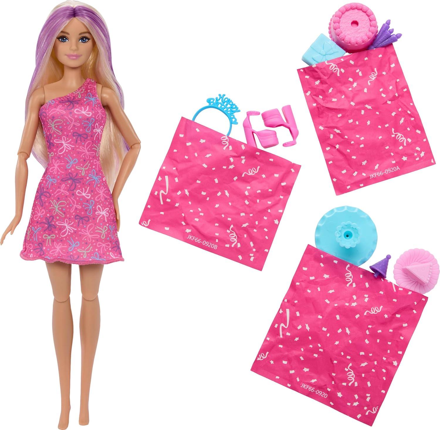 imageBarbie Rise amp Surprise Doll amp Accessories Pet Birthday Series with 12 Surprises Including Slide amp ColorChange Activity Styles May Vary