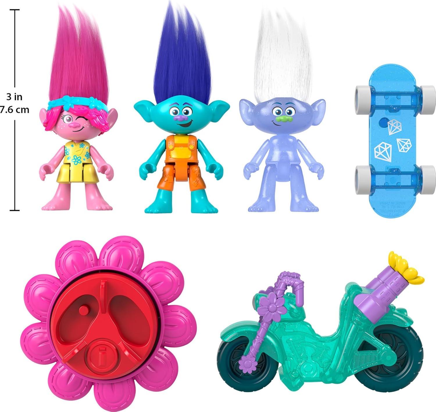 imageFisherPrice Imaginext DreamWorks Trolls Toys Sparkle amp Roll Pack Poppy Branch amp Guy Diamond Figures for Pretend Play Kids Ages 3 Years