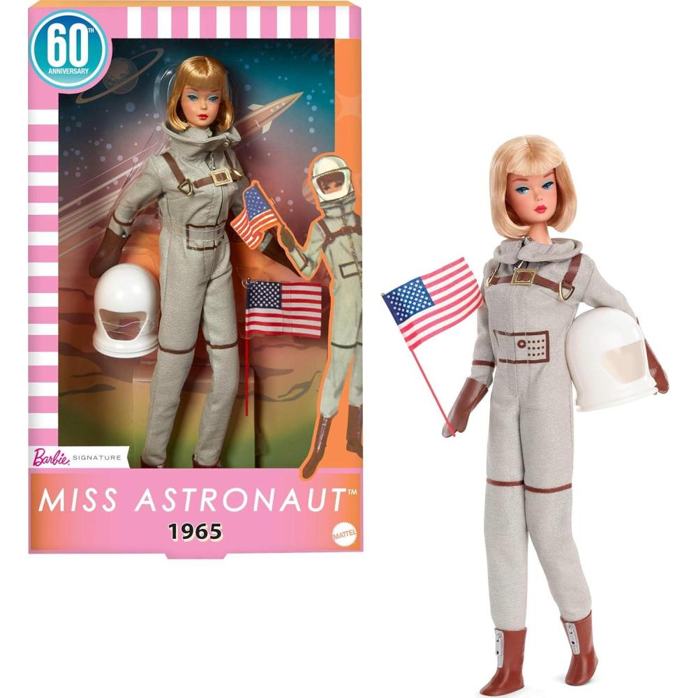 imageBarbie Miss Astronaut Doll Collectible with Silver Suit Space Boots amp Helmet Accessory 1965 Vintage Repro Amazon Exclusive