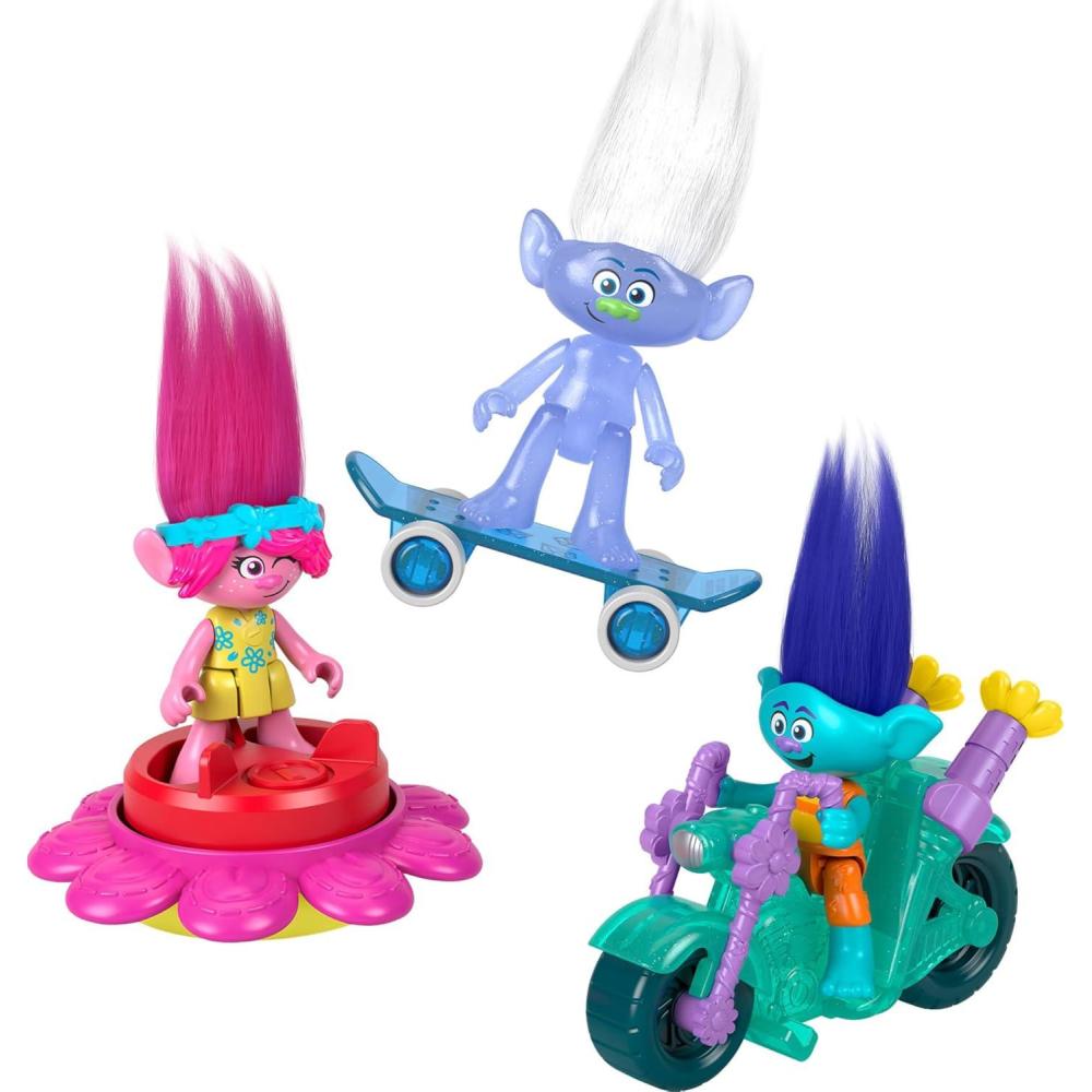 imageFisherPrice Imaginext DreamWorks Trolls Toys Sparkle amp Roll Pack Poppy Branch amp Guy Diamond Figures for Pretend Play Kids Ages 3 Years