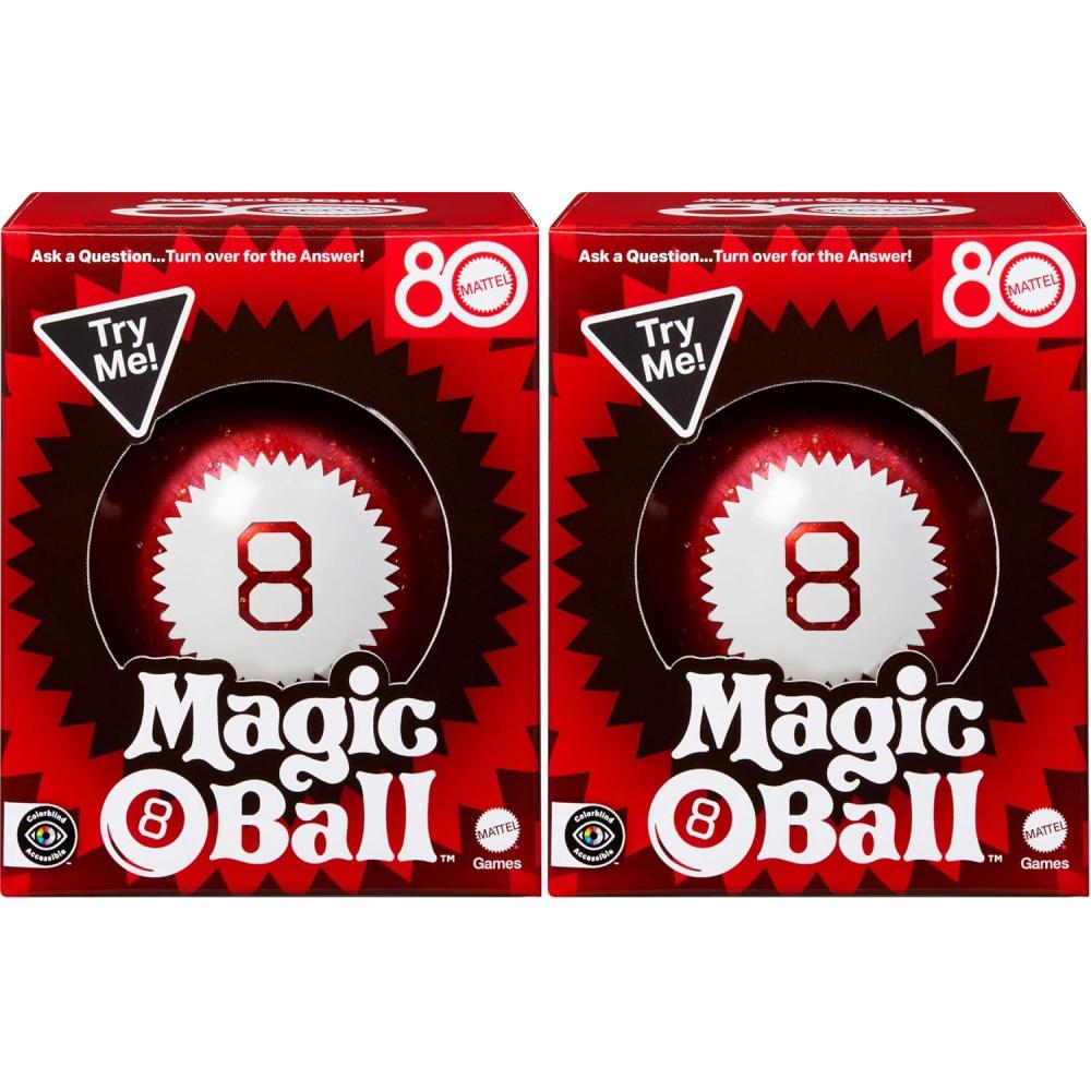imageMattel Games Magic 8 Ball Mattel 80th Anniversary Edition Novelty Game for Kids FortuneTelling Toy for Family Nights Game Nights Travel Camping amp PartiesSmall Pack of 2