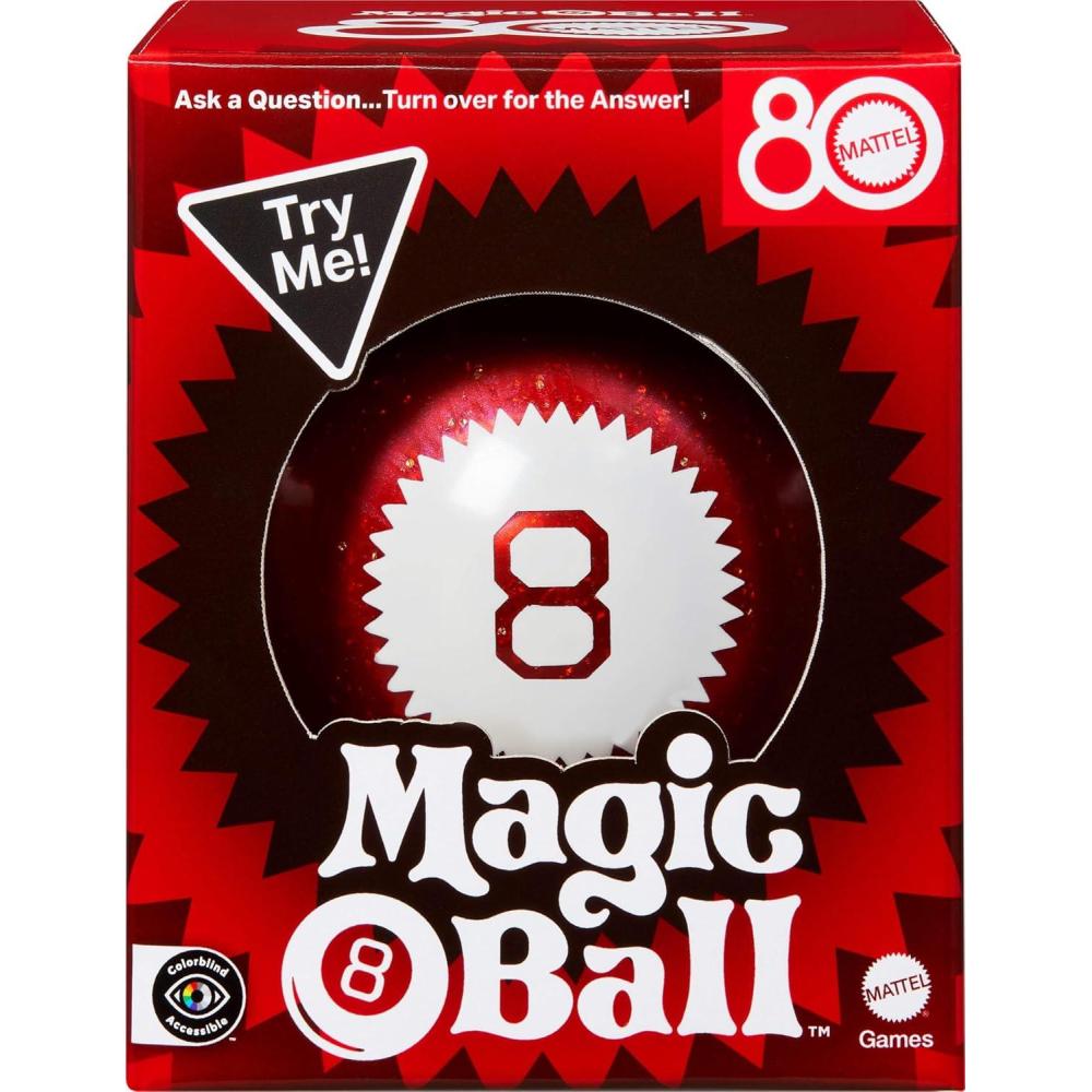 imageMattel Games Magic 8 Ball Mattel 80th Anniversary Edition Novelty Game for Kids FortuneTelling Toy for Family Nights Game Nights Travel Camping amp PartiesSmall